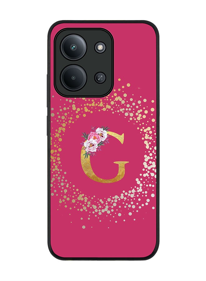For Xiaomi Poco C85 4G Case,Slim fit Camera Protection, Shockproof Thin Phone cover  - Custom Monogram Floral - G ( Deep Pink )